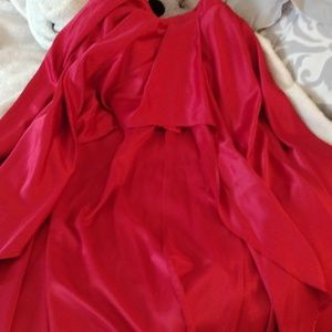 Red hi/ low skirt with train